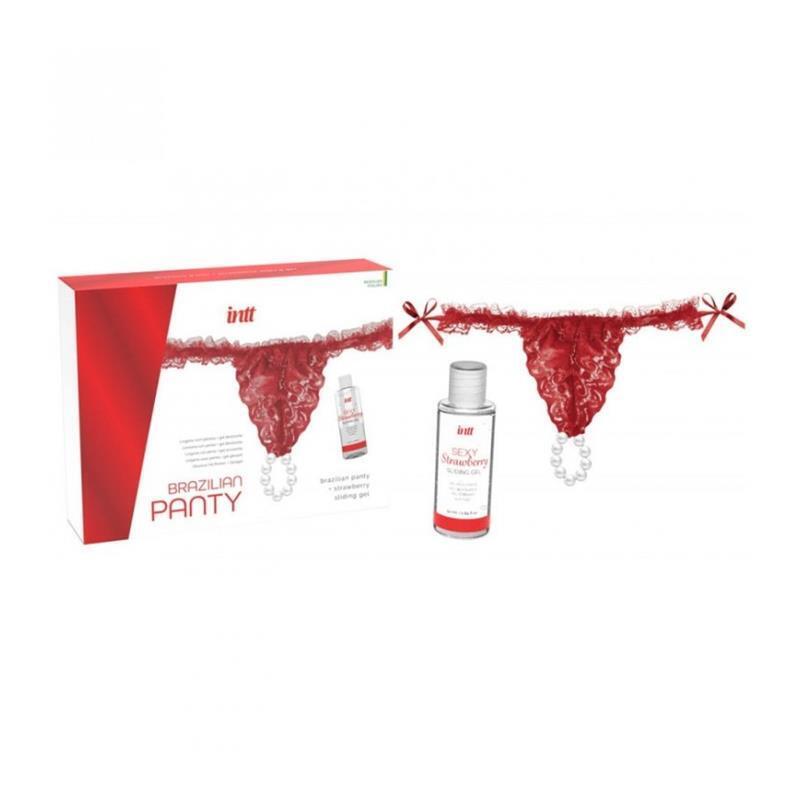 Intt Releases - Panty Brasileño Roja Con Perlas Y Gel Lubricante 50 Ml