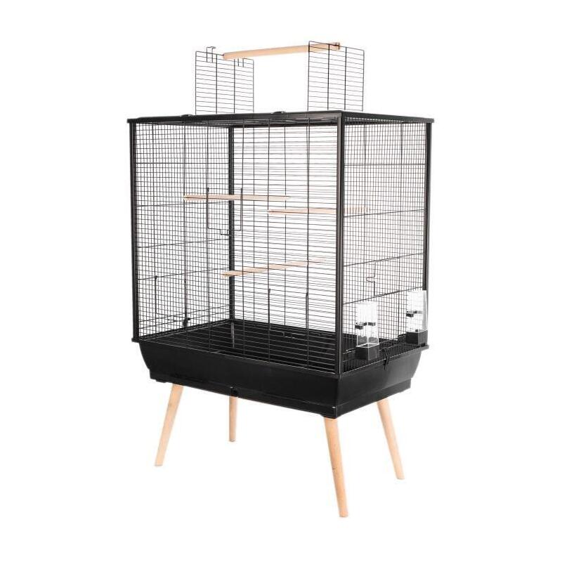 Jaula Elevada Para Pájaros Zolux Neo Jili - An 78 X P 47,5 X Al 112 Cm - Negro