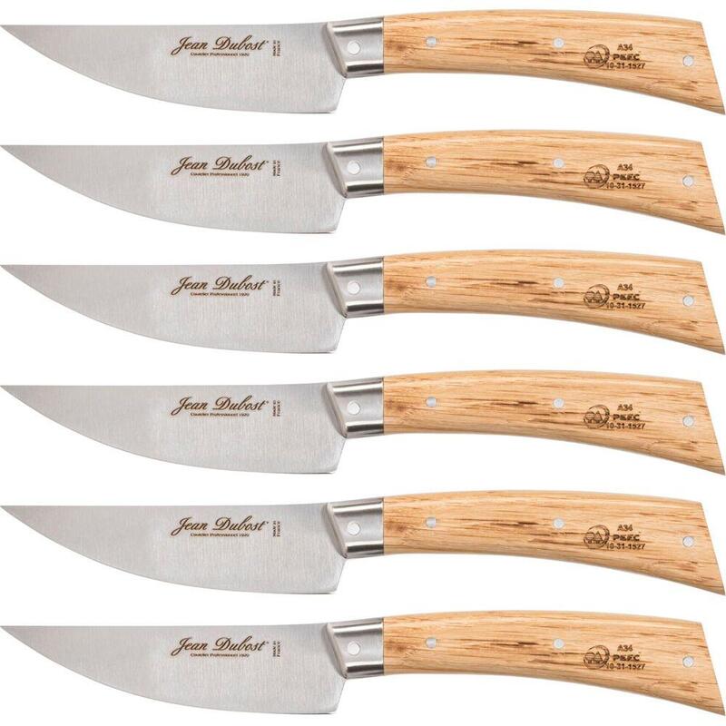 Jean Dubost Laguiole 6 Pcs. Steak Knife Set, Oak Wood