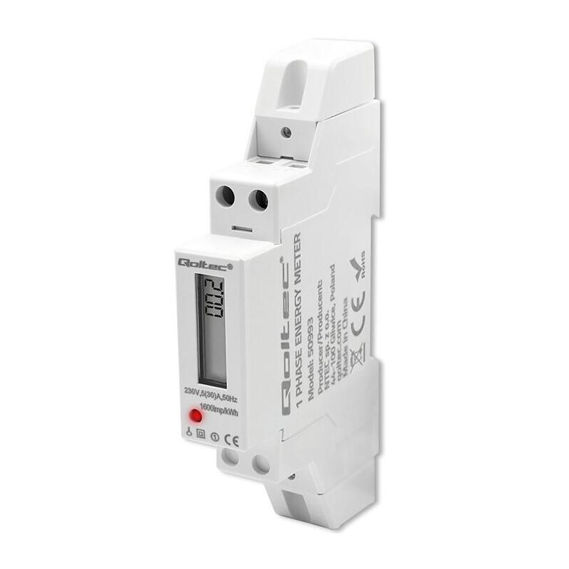 Jednofazowy Elektroniczny Licznik Miernik Consumo Energii Para Riel Din 230v 30a Lcd 1p