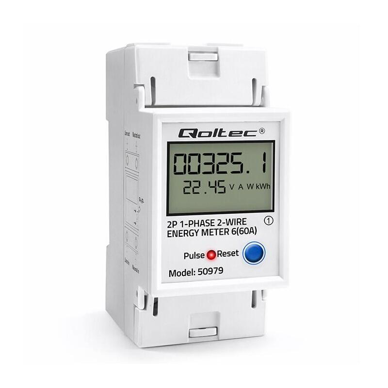 Jednofazowy Elektroniczny Licznik Zuzycia Energii Na Szyne Din Reset Licznik Okresowy I Staly 230v 60a Lcd Led 2p