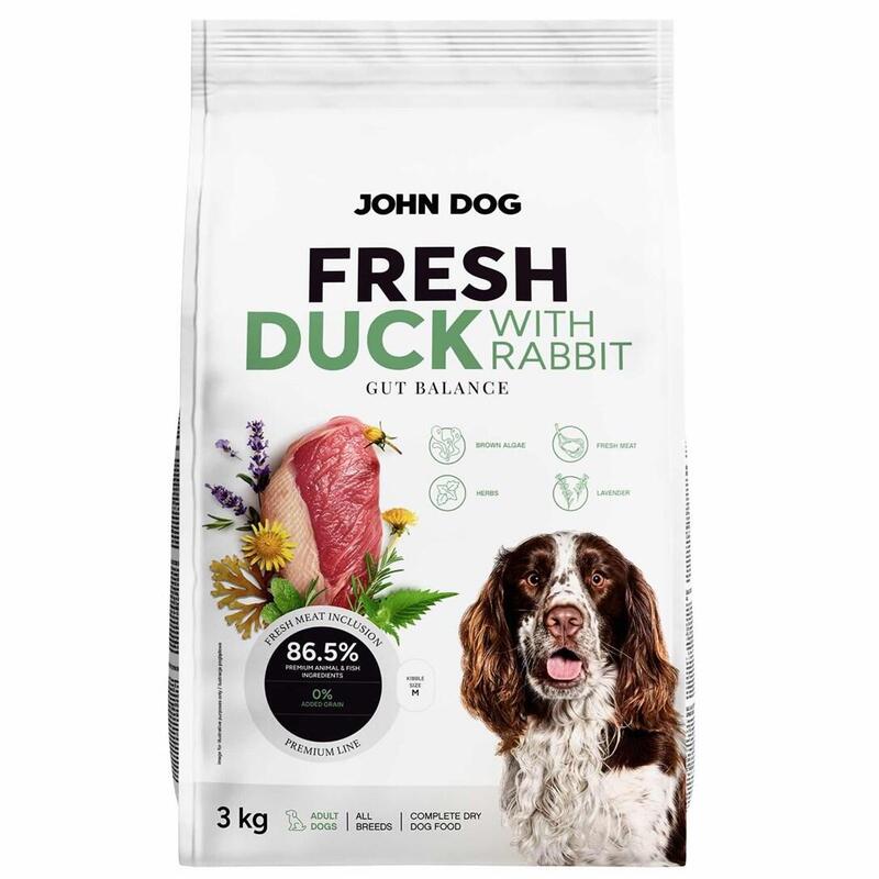 John Dog Adult Fresh Duck With Rabbit Karma Sucha Para Perro 3kg