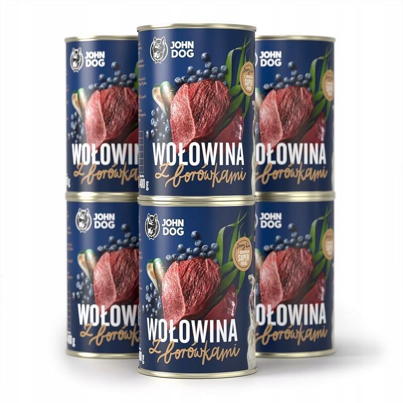 John Dog Berry Adult Beef With Blueberries - Comida Húmeda Para Perros - 6 X 400 G