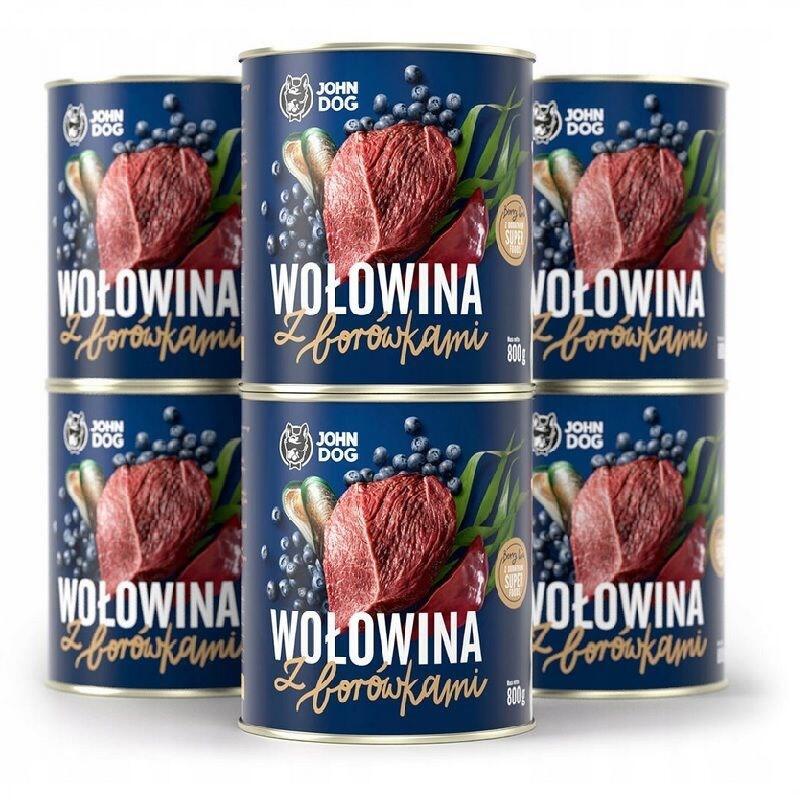 John Dog Berry Adult Beef With Blueberries - Comida Húmeda Para Perros - 6 X 800 G