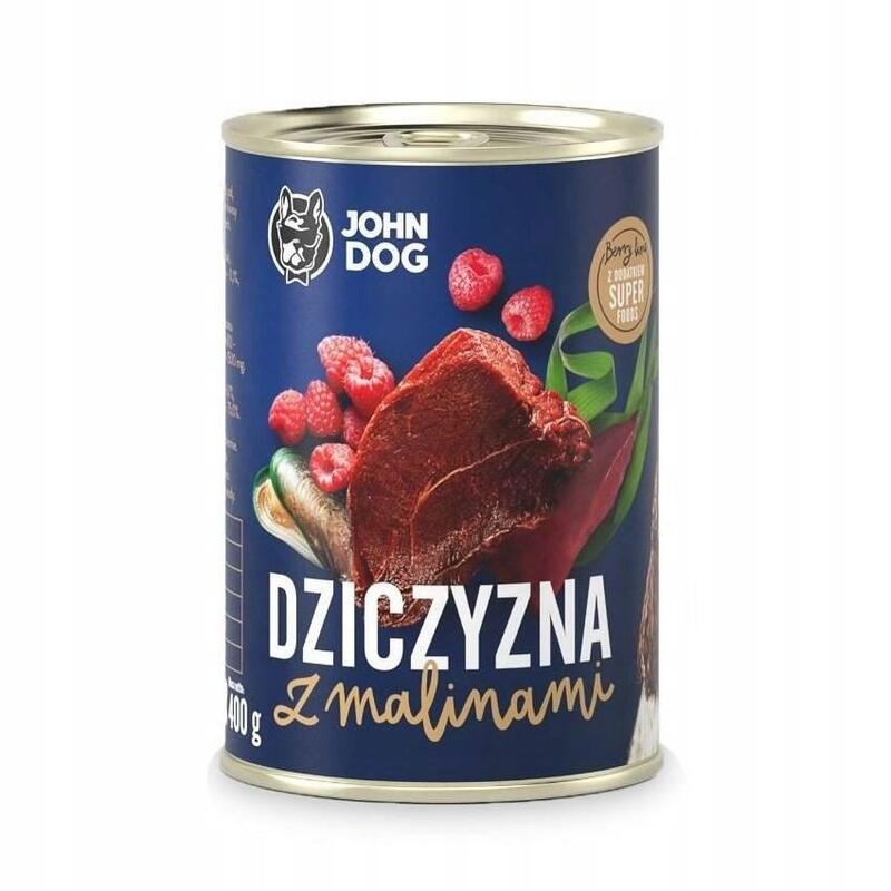 John Dog Berry Adult Venison With Raspberries - Comida Húmeda Para Perros - 400 G