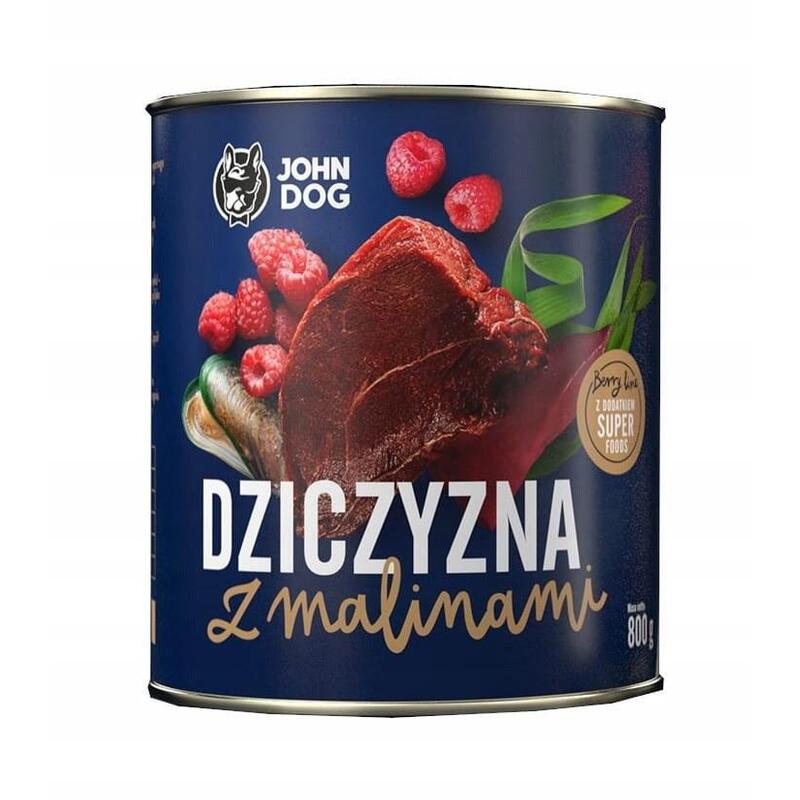 John Dog Berry Adult Venison With Raspberries - Comida Húmeda Para Perros - 800 G