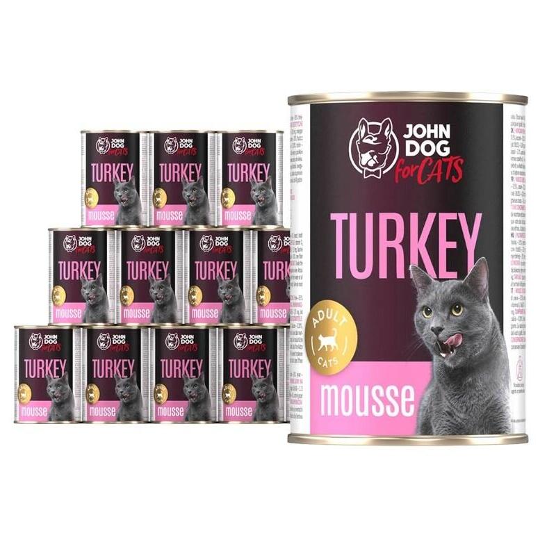 John Dog Dorosl Indyk Mus Puszka Karma Mokra Dla Kota 400g*12