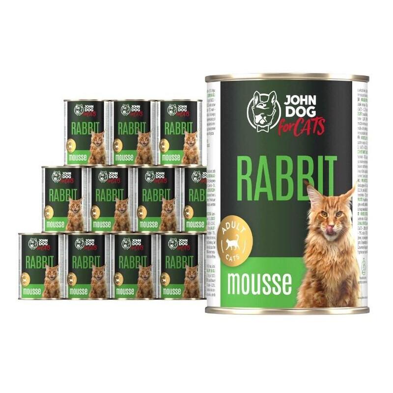 John Dog Dorosly Królik Mus Puszka Karma Mokra Dla Kota 400g*12