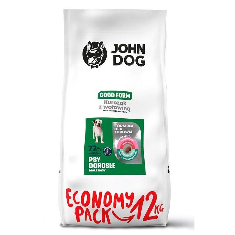 John Dog Good Form Adult Chicken With Beef - Alimento Seco Para Perros - 12 Kg