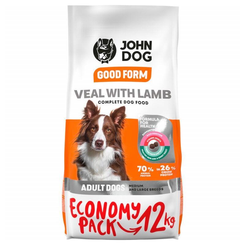 John Dog Good Form Adult Medium And Large Breeds Veal With Lamb - Alimento Seco Para Perros - 12 Kg