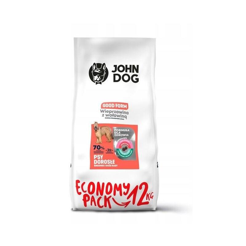 John Dog Good Form Adult Pork With Beef - Alimento Seco Para Perros - 12 Kg