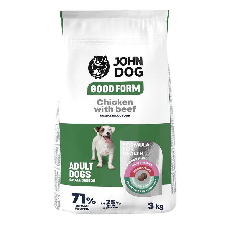 John Dog Good Form Mini Breed Alimento Seco De Pollo Y Carne Para Perros 3kg