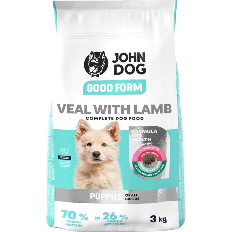 John Dog Good Form Puppy Veal With Lamb - Alimento Seco Para Perros - 3 Kg