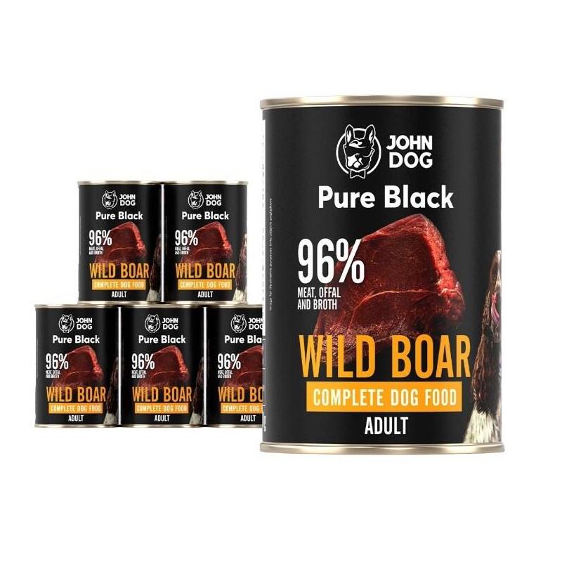 John Dog Pure Black Dorosly Dzik Karma Mokra Para Perro 400g*6