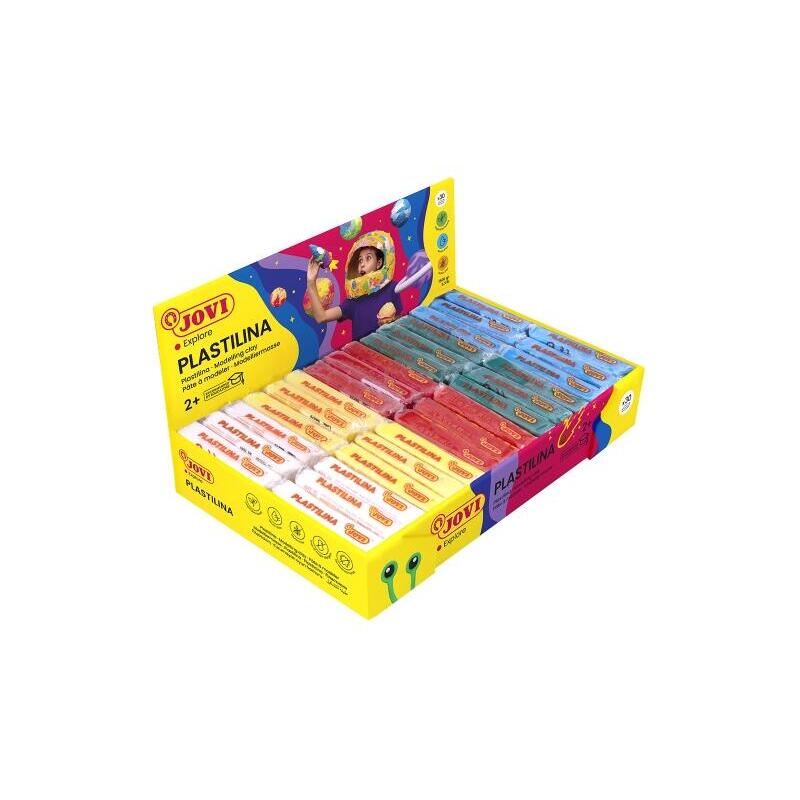Jovi Expositor De 30 Pastillas De Plastilina 50gr - Colores Basicos - Muy Moldeable - No Se Seca - Surtido