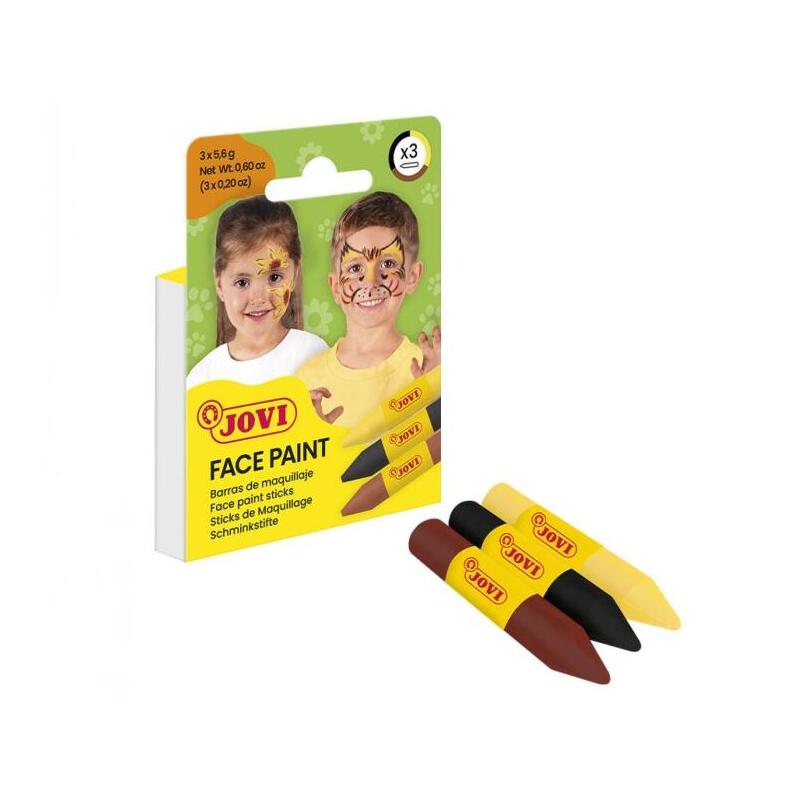 Jovi Face Paint Animal Pack De 3 Barras De Maquillaje - Para Todo Tipo De Pieles - Se Limpia Facilmente - Colores