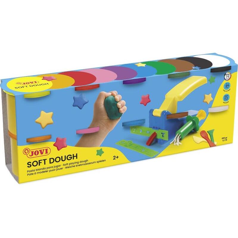 Jovi Soft Dough Blandiver Estuche De 10 Botes 110gr - Blanda Y Flexible - Facil De Amasar Y Moldear - Ideal Para