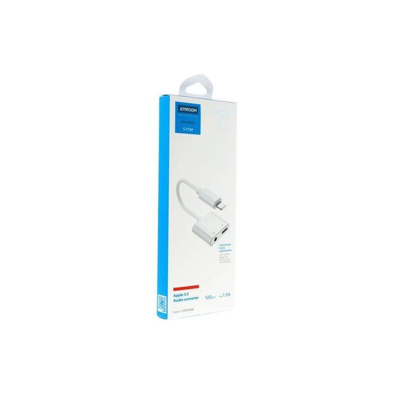 Joyroom Adapter Lightning To Lightning/ 3.5mm Mini Jack, 0.12m, White (S-Y104)