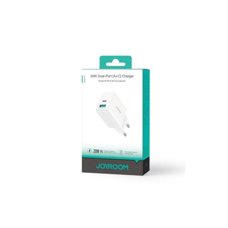 Joyroom Travel Charger C+U. Pd 20w, Qc 3.0, White (Jr-Tcf21)