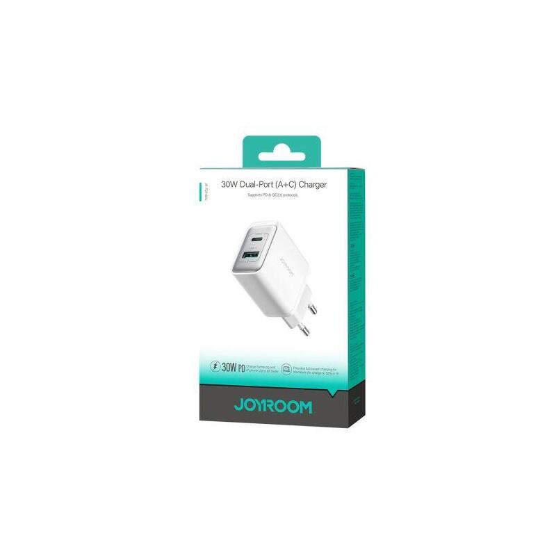 Joyroom Travel Charger C+U. Pd 30w, Qc 3.0, Ssfc, White (Jr-Tcf15)