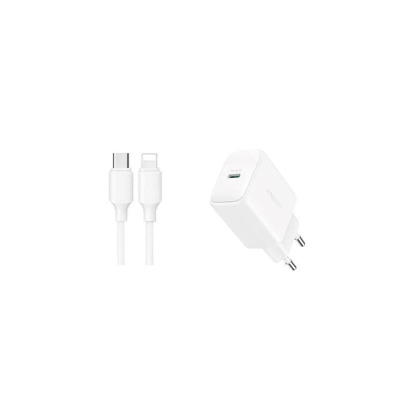Joyroom Travel Charger Type-C. Pd 20w, Qc 3.0, With Type-C To Type-C Cable (1m), White (Jr-Tcf20)