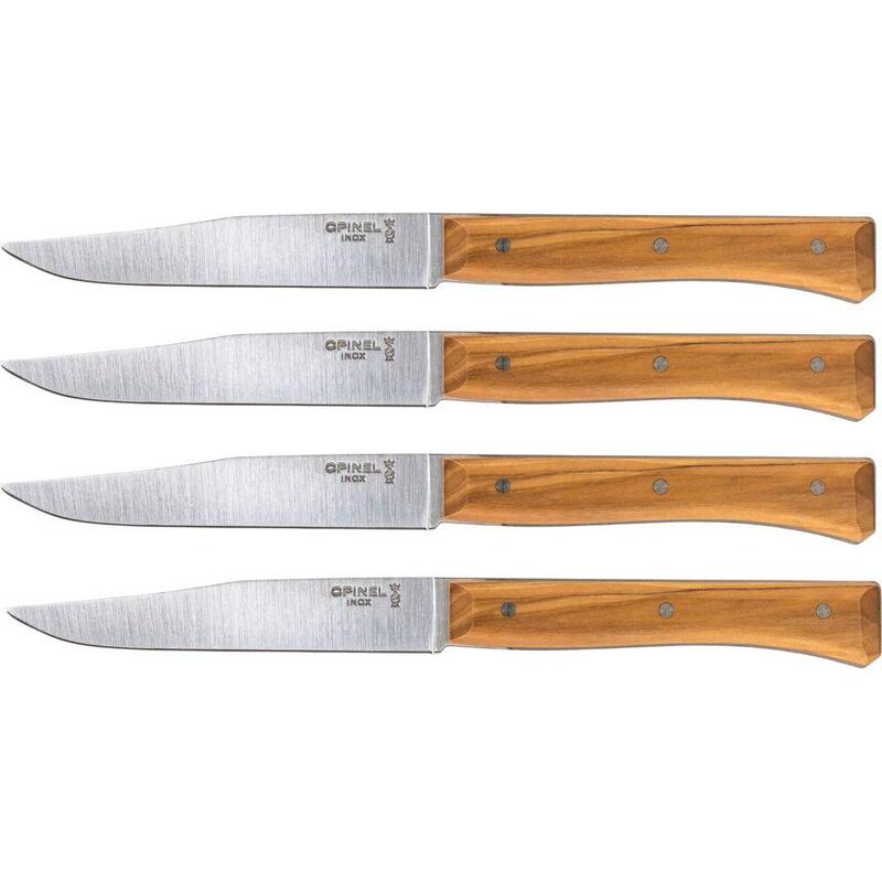 Juego De 4 Cuchillos De Mesa Opinel Faceta Madera De Olivo