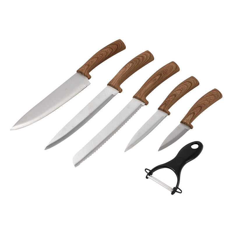 Juego De Cuchillos Acero Inox Y Pelador, 6 Pzs