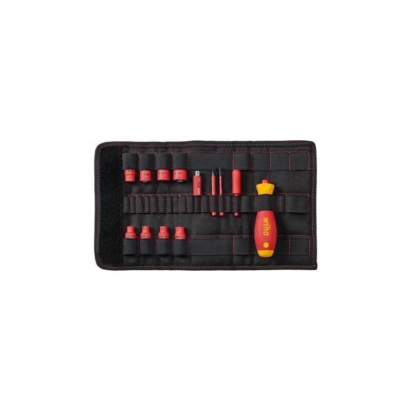 Juego De Destornilladores Y Llaves De Vaso Wiha De 1/4" Electric Slimvario (Rojo/Amarillo, 14 Piezas, Con Slimbits)