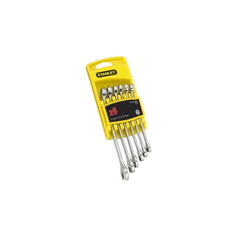 Juego De Llaves Combinadas Stanley Chrome, 6 Piezas, Llave Con Soporte De Pared 4-94-646
