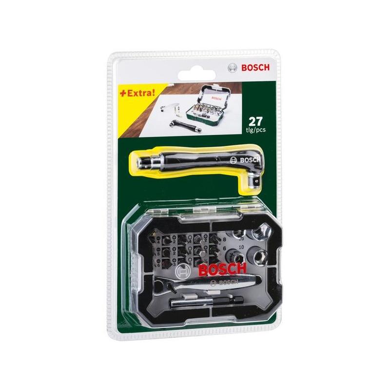 Juego De Puntas De Destornillador Y Carraca Bosch , 27 Piezas, Carraca (Verde) 2607017393