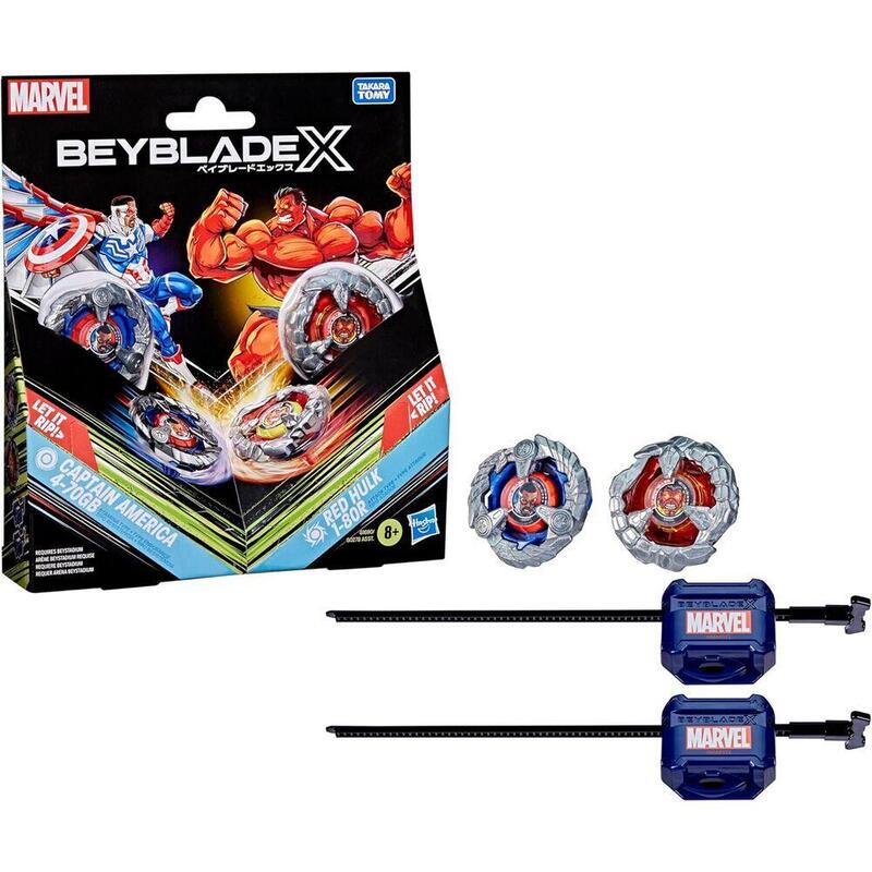 Juego Kit Inicial Capitan America 4-70gb & Red Hulk 1-80r Beyblade X