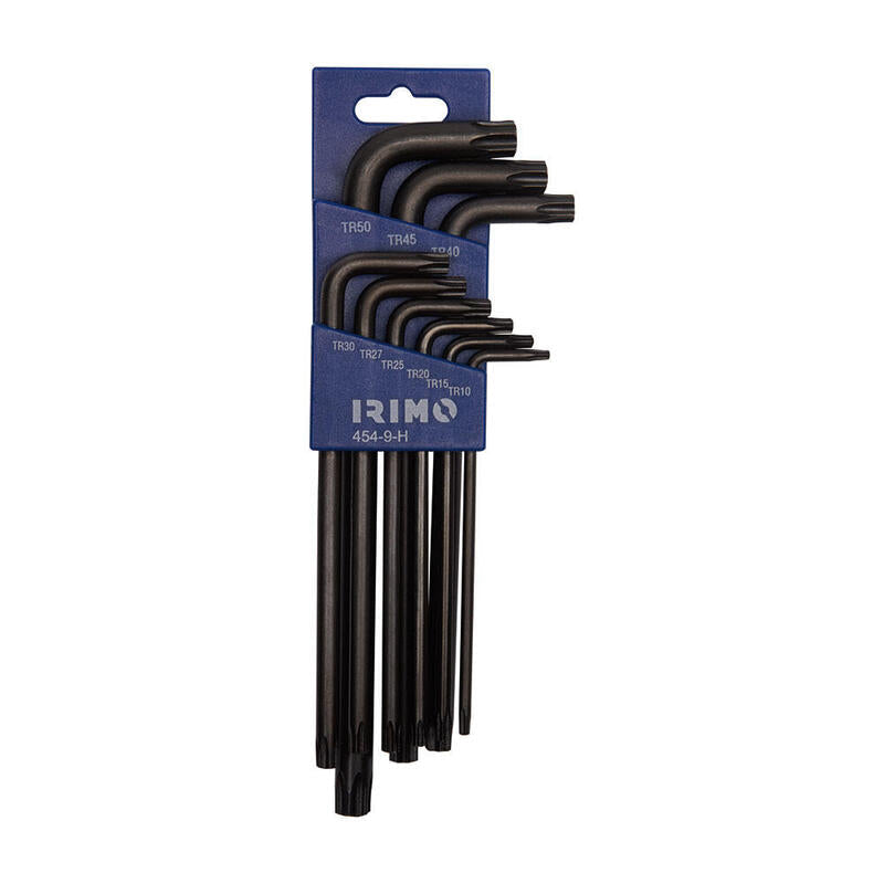 Juego Petaca 9 Llaves Acodadas Pavonadas Torx® Inviolables T10-T50 454-9-H Irimo