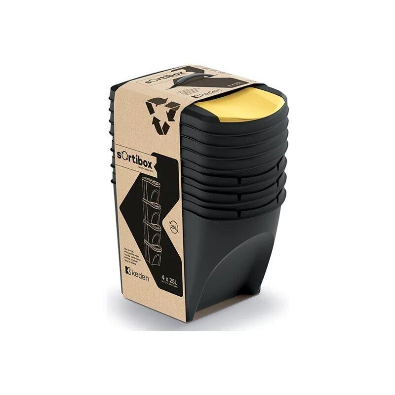 Keden Sortibox Waste Bin 25l Set 4 - Negro Recycling Wide