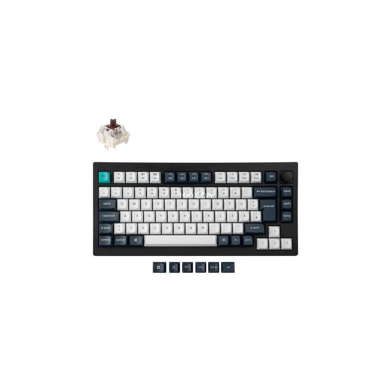 Keychron V1 Max, Teclado Para Juegos Negro Azul-Gris, Diseño De, Gateron Jupiter Brown, Hot-Swap, Rgb V1m-D3-De