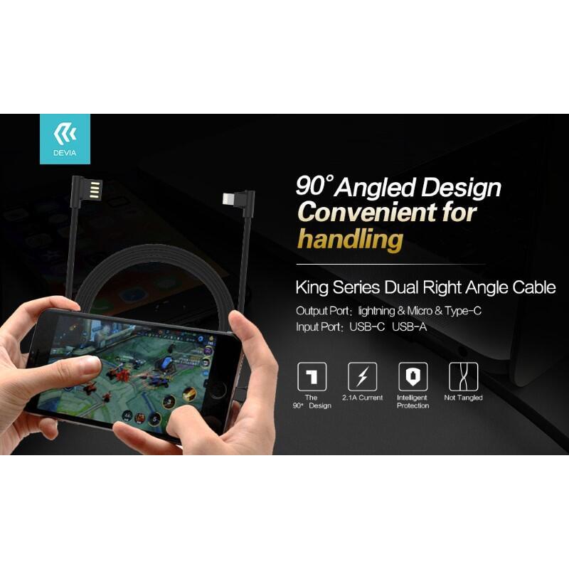 King Cable Usb - Lightning Angled 90° Black