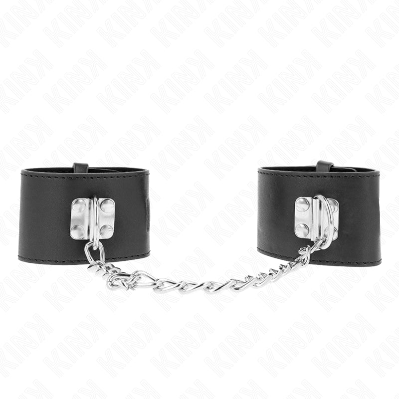 Kink - Muñequeras Fijas Con Cadena 30 Cm Y Cierre Candado Negro Ajustable 16-23 Cm X 5.5 Cm