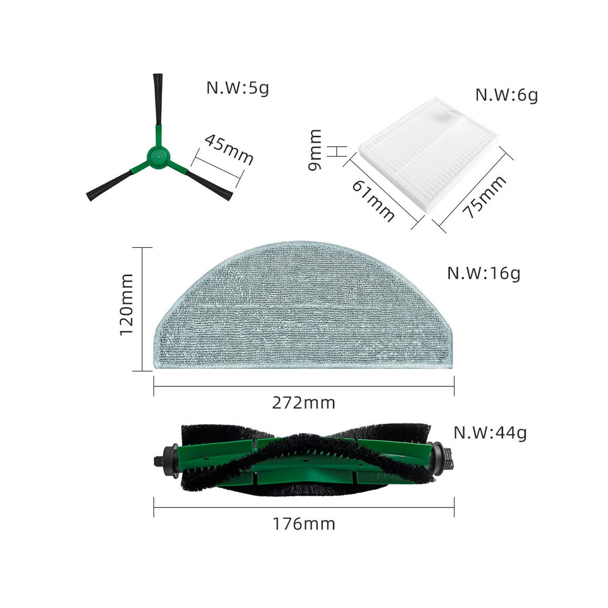 Kit Accesorios De Recambio Para Aspiradora Irobot Roomba Combo Essential Series Q0120 Y0140