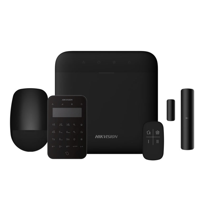 Kit Axpro 868mhz 64 Zonas Hikvision Panel + Pir + Mando + Teclado + Contacto (Color Negro)