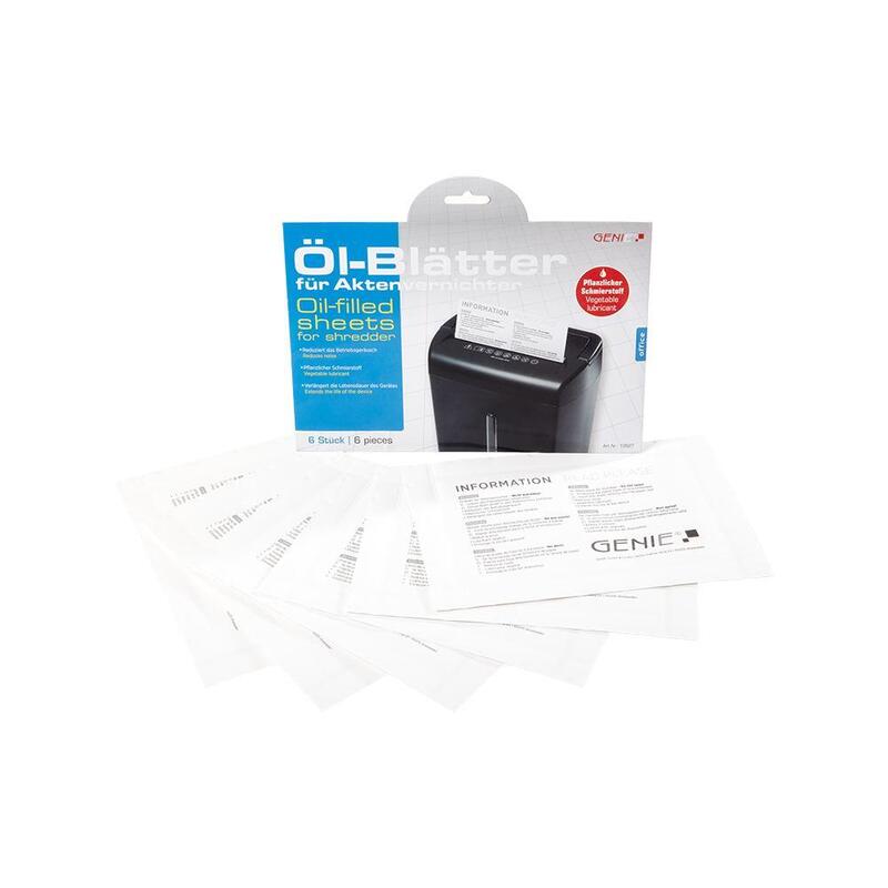 Kit De Cuidado Genie Hojas De Aceite Para Demructoras De Documentos Pack De 6