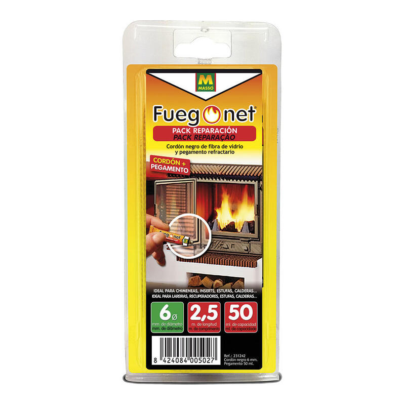 Kit Reparacion: Cordon Aislante Ø6+Adhesivo 50ml - 2,5m Fuegonet 231242 Massó
