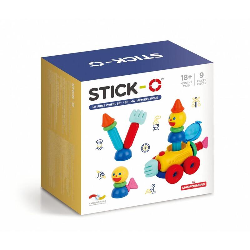 Klocki Magnetyczne Stick-O Mój Pierwszy Zestaw Z Kolami 9 Elementów