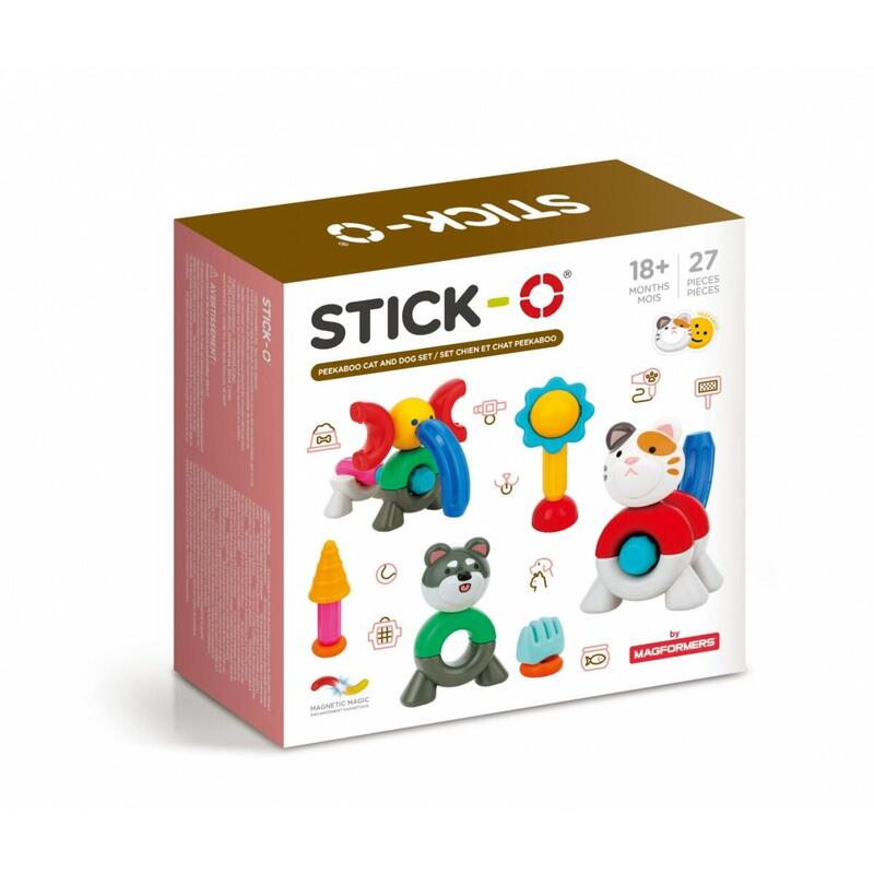 Klocki Magnetyczne Stick-O Zestaw Kot I Pies 27 Elementów