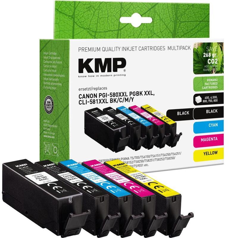 Kmp Cartucho Canon Pgi-580xxl Cli-581xxl Multip. Bk,C,M,Y Remanufactured