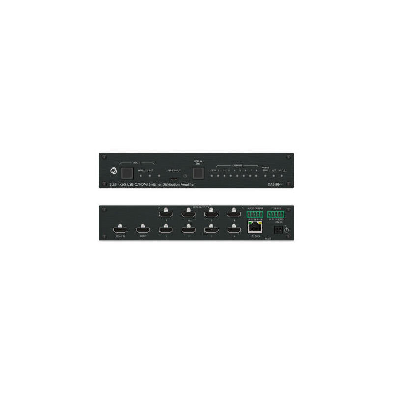 Kramer Avsm 2x1:8 4k60 Usb-C/Hdmi Switcher Distribution Amplifier- Da3-28-H (10-00002890)