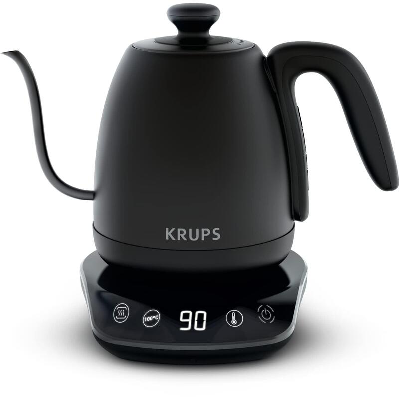 Krups Hervidor De Agua De Cuello De Cisne, Versátil, Té, Café, Infusión, 8 Temperaturas, Mantener Caliente 30 Min, Tapa Extraíble, Café Control Bw923810, Negro