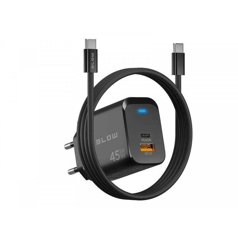 Ladowarka Sieciowa Gniazdo Usb + Usb-C Pd 45w + Kabel