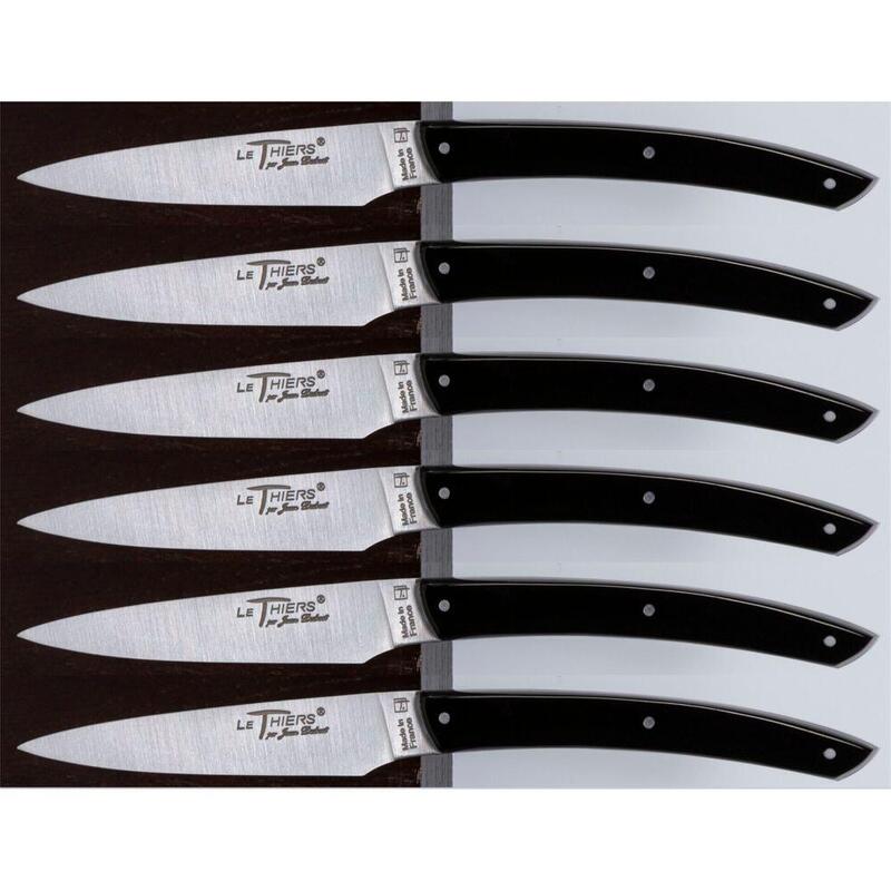 Laguiole Jean Dubost Knife Set 6 Pcs., Acrylic Black