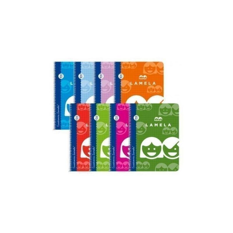Lamela Cuaderno Espiral Cubierta Básica 40 Hojas 4º Cuadrícula 3x3 Con Margen Colores Surtidos -Paquete 10u-