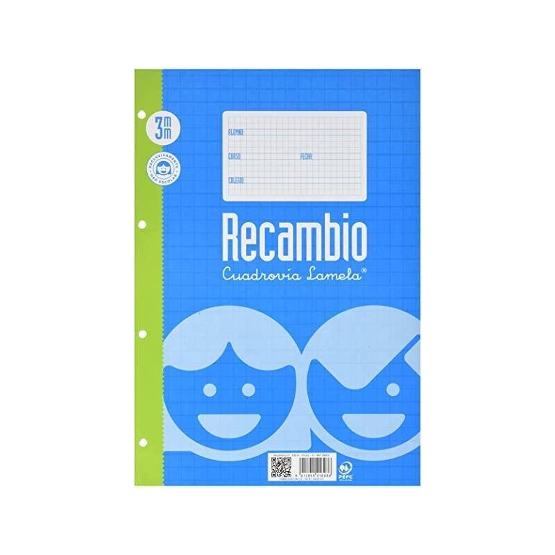 Lamela Recambio Hojas Cuarto Cuadrícula 5mm C/ Margen Pack -10u-