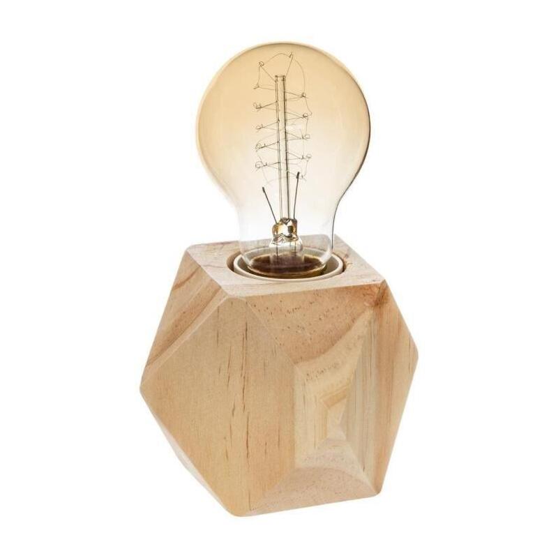 Lampara De Mesa Madera E27 (Bombilla No Incluida)